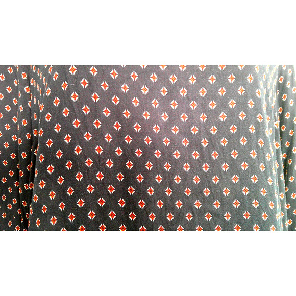 H&M Jual Tie Sleeve Midi Patterned Dress Women's 6 Round Neck Navy Red - Picture 3 of 8